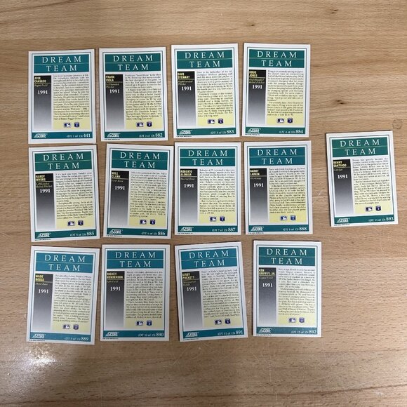 1991 Score Dream Team Baseball Card Set – 13 Cards – Stars & Hall of Famers - Picture 2 of 2